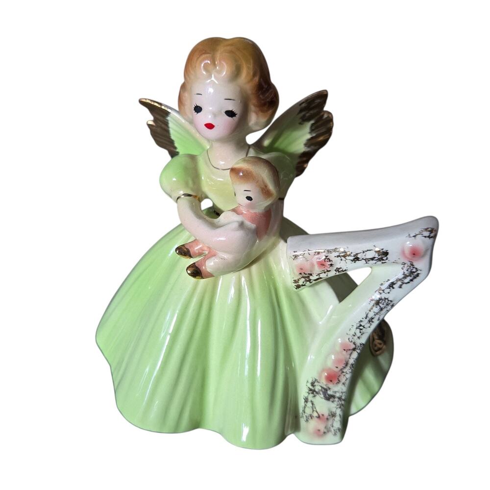 Josef Originals 7th Birthday Girl Angel Porcelain Figurine Vintage 1980's